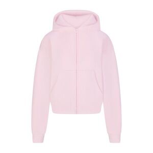Skims Cotton Fleece Zip Up Hoodie in Cherry Blossom